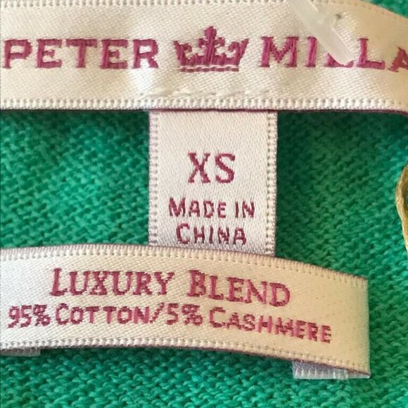Peter Millar Luxury Cotton Cashmere Jade Sea Green V Neck Men's Cozy Sweater XS - Picture 5 of 7